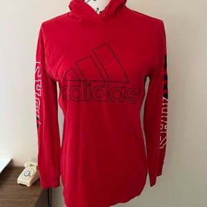 Boys Large LS Adidas Logo Tee with Hood Red